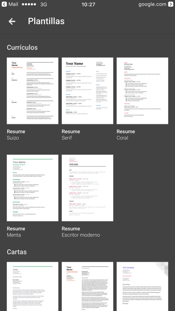 5 consejos a la hora de usar Google Docs en el móvil 3 Google Docs plantillas