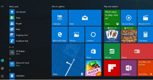 Windows 10 menú inicio
