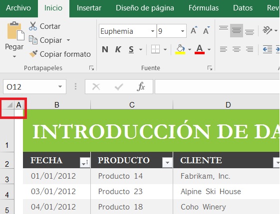 Seleccionar todo en Excel