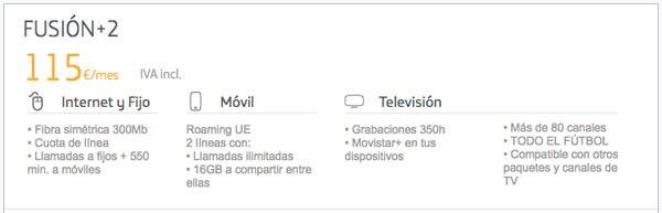 Movistar, Orange o Vodafone, ¿con cuál contrato fibra de 300 MB más móvil? 5 tarifas fibra 300 con Movistar, Vodafone y Orange fusion+ 2