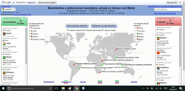 El mapamundi de nacimientos y muertes en tiempo real de Internet 2 web nacimientos y muertes