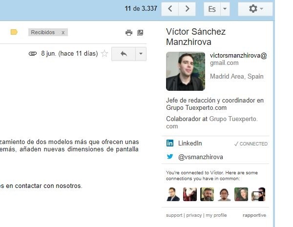 10 extensiones para Gmail que merece la pena probar 9 rapportive extension