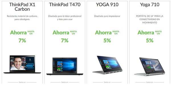 Descuentos en portátiles y tablets de la tienda Lenovo
