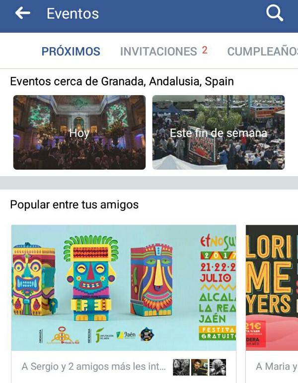 Trucos Facebook - Buscar eventos cerca