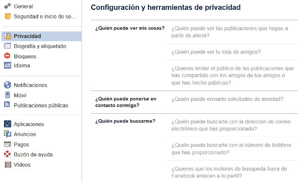 Trucos Facebook - Ocultar tu perfil