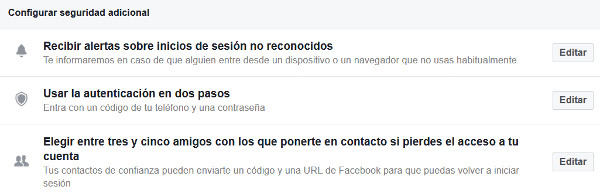 Trucos Facebook - Seguridad adicional