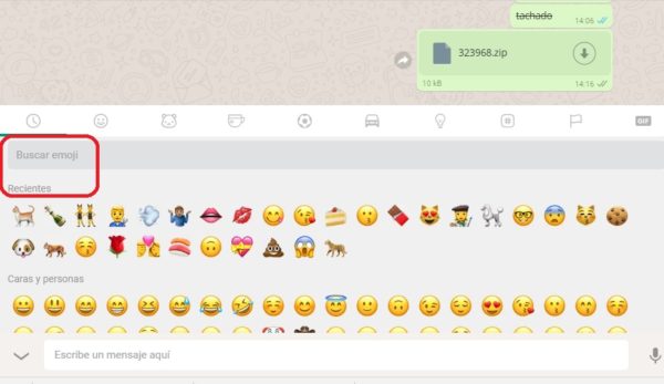 buscar emoji whatsapp web