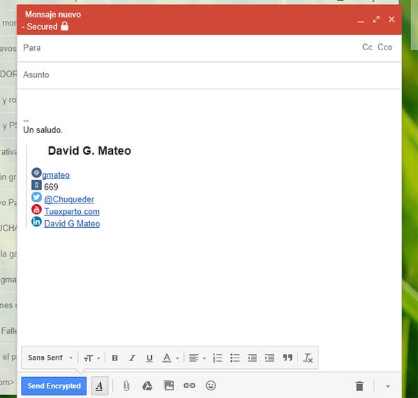 encriptar correos gmail