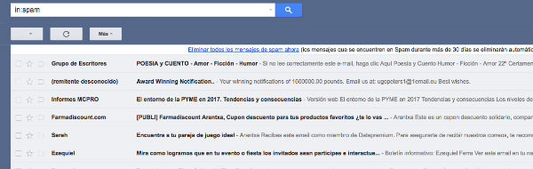 Los mejores trucos para aumentar gratis el espacio de tu cuenta de Gmail 7 spam gmail