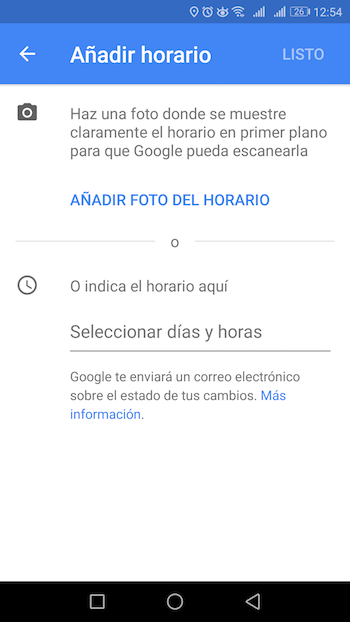 google maps horario sitios