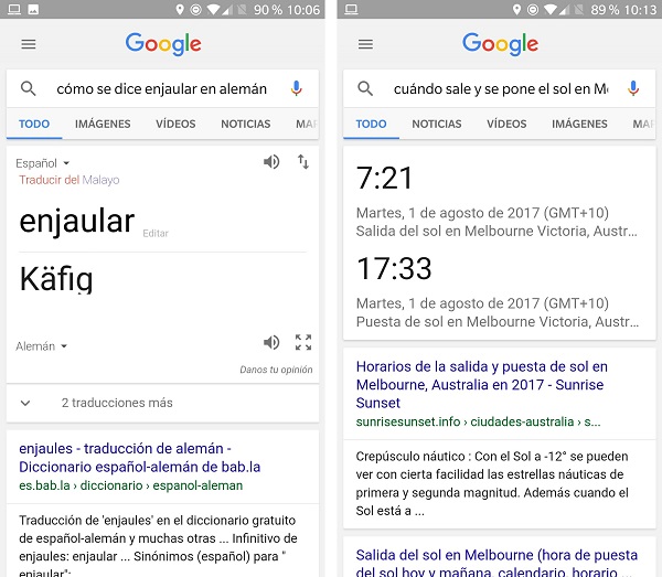 traducir y preguntar en google now