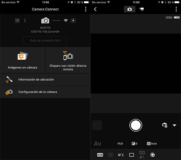 prueba Canon EOS 77D app