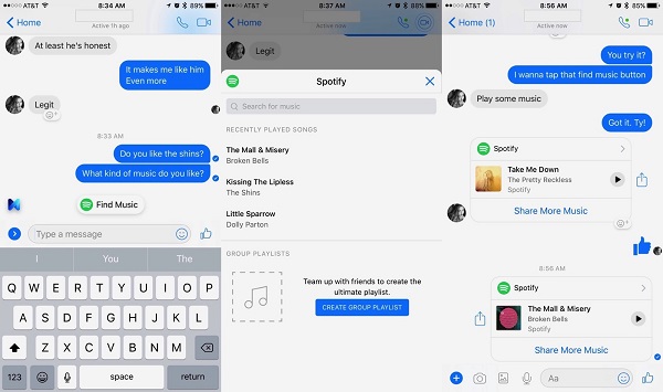 El Messenger de Facebook te recomendará canciones de Spotify