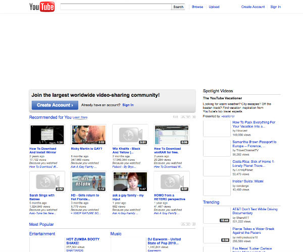 YouTube diseño finales 2010