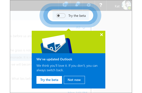 Outlook.com beta trae cambios importantes y nuevos GIFs