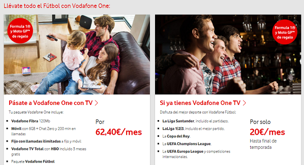 vodafone one tv futbol