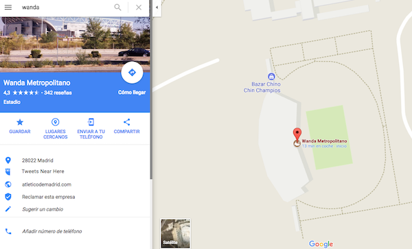 wanda metropolitano google maps