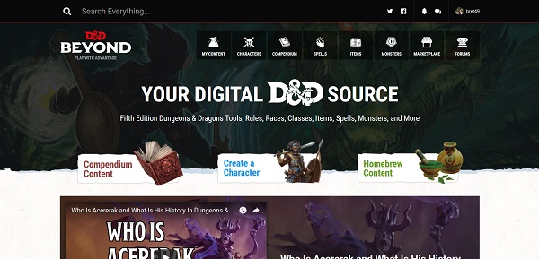 Dungeons & Dragons Beyond, fichas y manuales para el juego de rol D&D