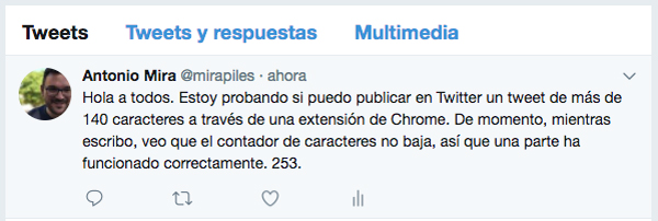 Cómo ser uno de los primeros en usar los 280 caracteres en Twitter tweet