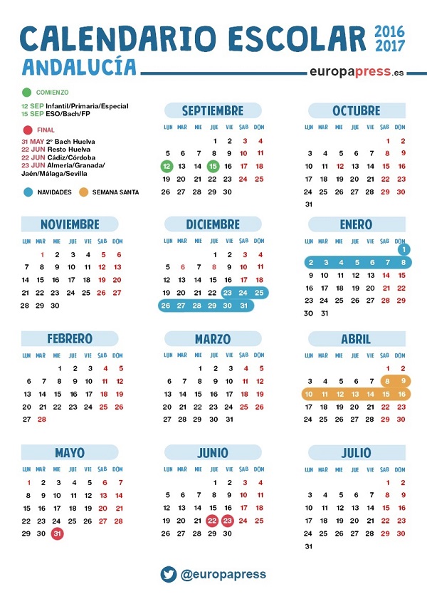 Calendario 2017-2018 por Comunidades Autónomas