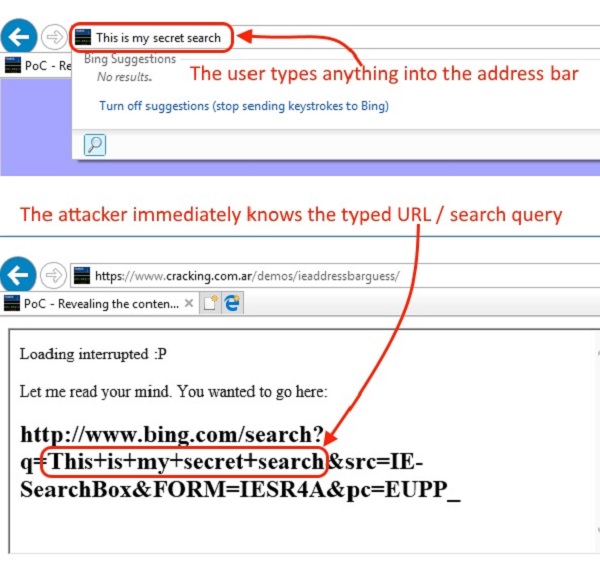 Un bug en Internet Explorer filtra cualquier cosa que escribas en la barra de direcciones