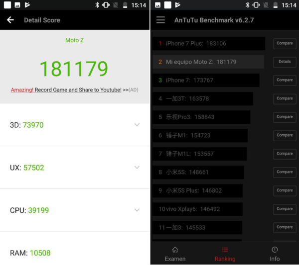 Moto Z2 Force, lo hemos probado 29 antutu moto z2 force