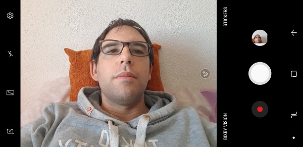 Interfaz de la cámara para selfies del Samsung Galaxy Note 8