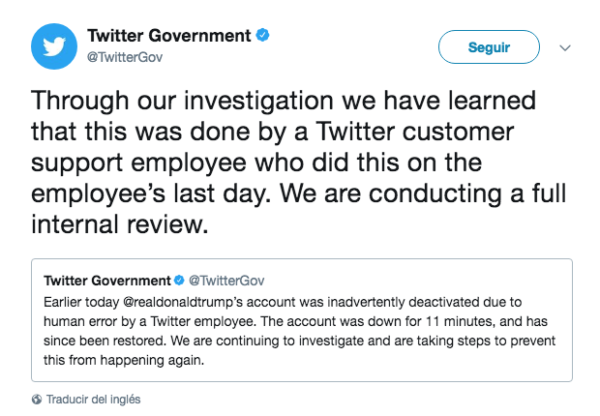 La venganza de un empleado de Twitter que desactivó a Trump por 10 minutos