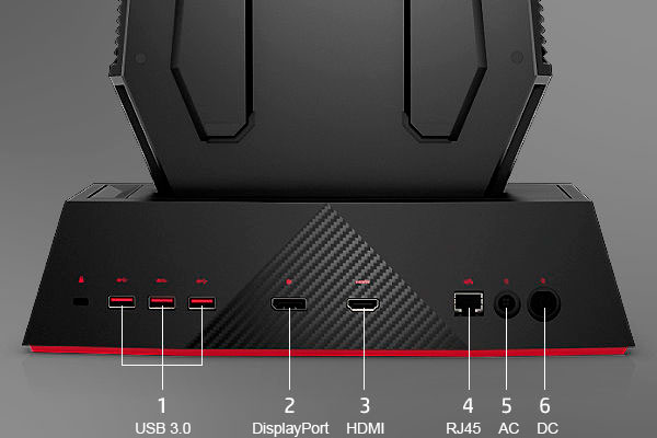 HP OMEN X Compact Desktop, análisis, características y precio 10 a fondo HP OMEN X Compact Desktop conectores base trasera