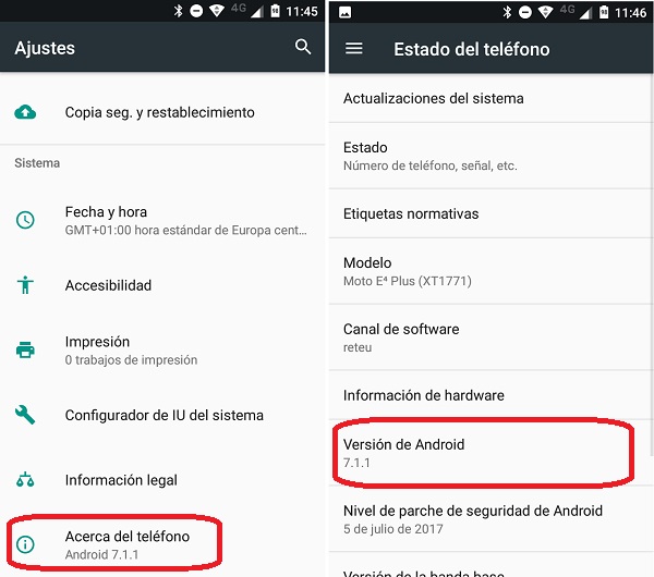 version android telefono