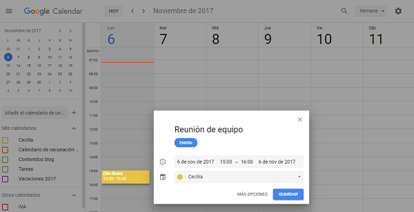 Probamos el nuevo diseño de Google Calendar 3 crear un evento