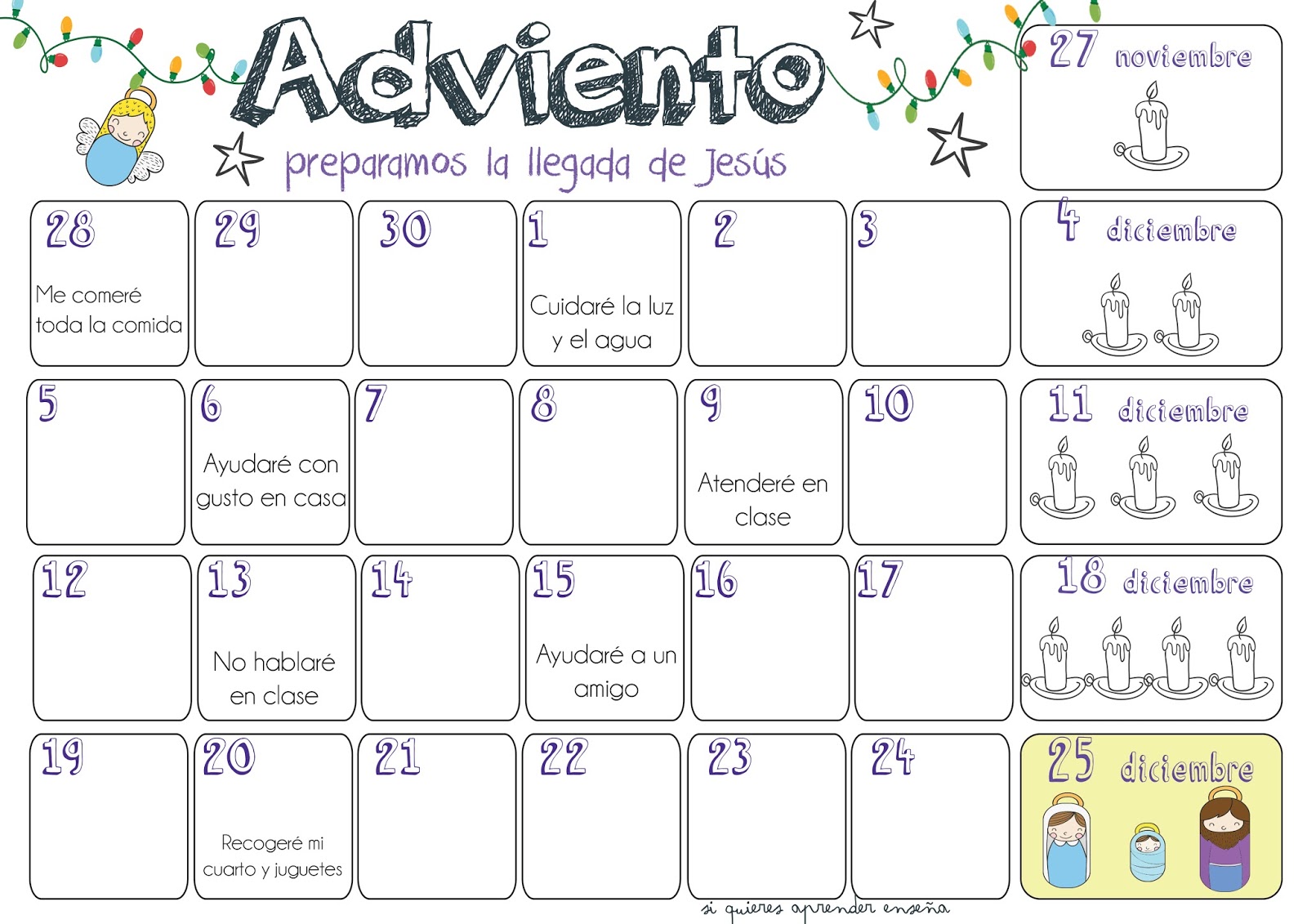 10 imágenes de calendario de adviento bonitas para descargar e imprimir 13