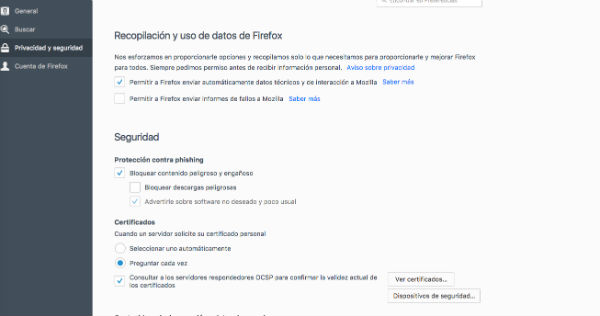 Firefox seguridad