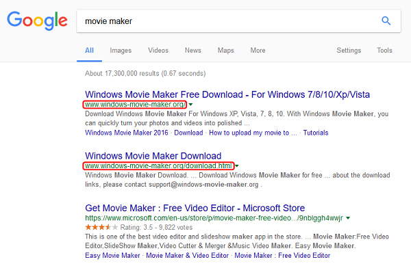 Descubren un fraude en las búsquedas de Google con Windows Movie Maker