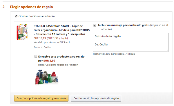 envoltorio regalo amazon