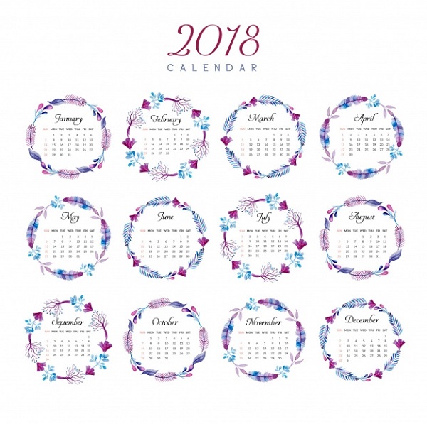 calendario flores 2018