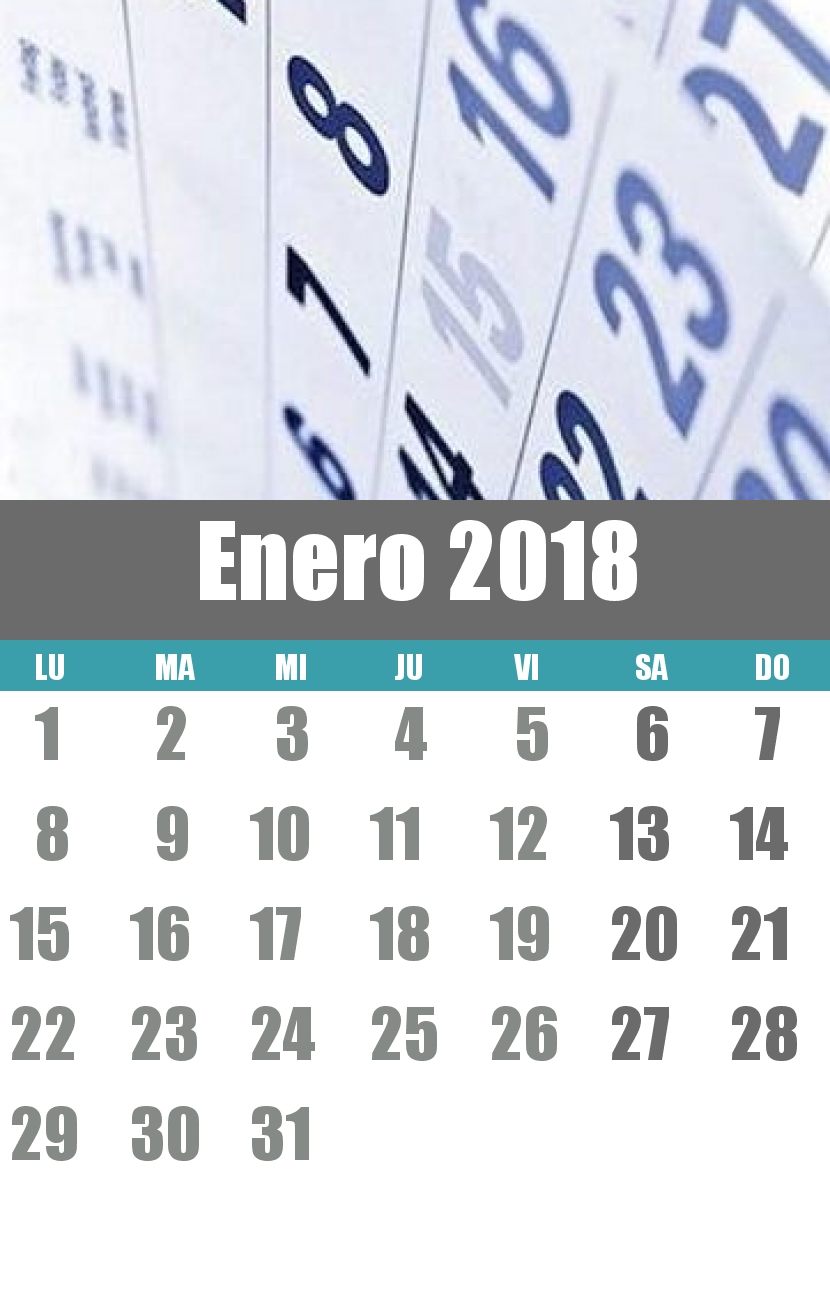 Calendario enero 2018 laboral