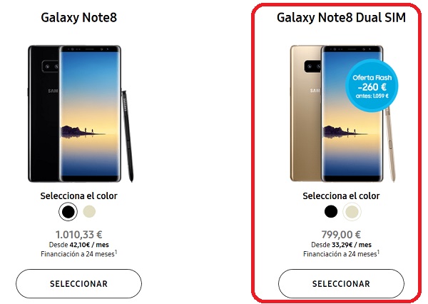 Samsung Galaxy Note 8 con 260 euros de descuento en la tienda oficial