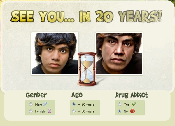 Descubre cómo será tu aspecto en 20 o 30 años con esta web 2 in20years interfaz