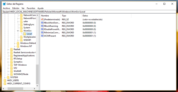 No tocar las entradas de registro de Windows 10