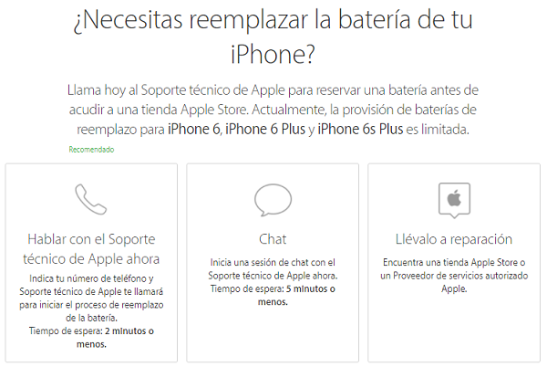 Apple se retrasará en el cambio de batería para los usuarios de iPhone 6 Plus 3 Cómo iniciar una petición de servicio de batería