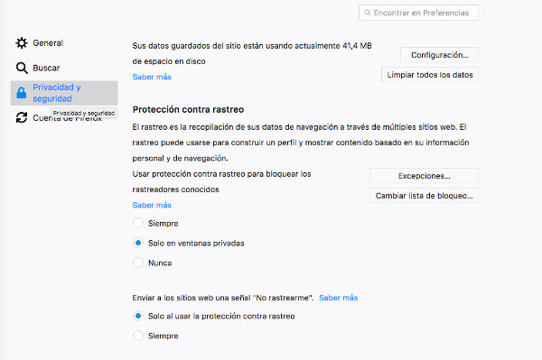 Cómo activar la protección contra rastreo en Firefox 3 Protección contra rastreo Firefox