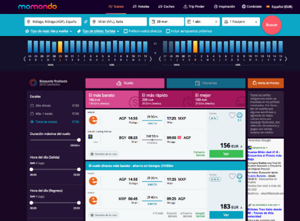 Momondo vuelos 