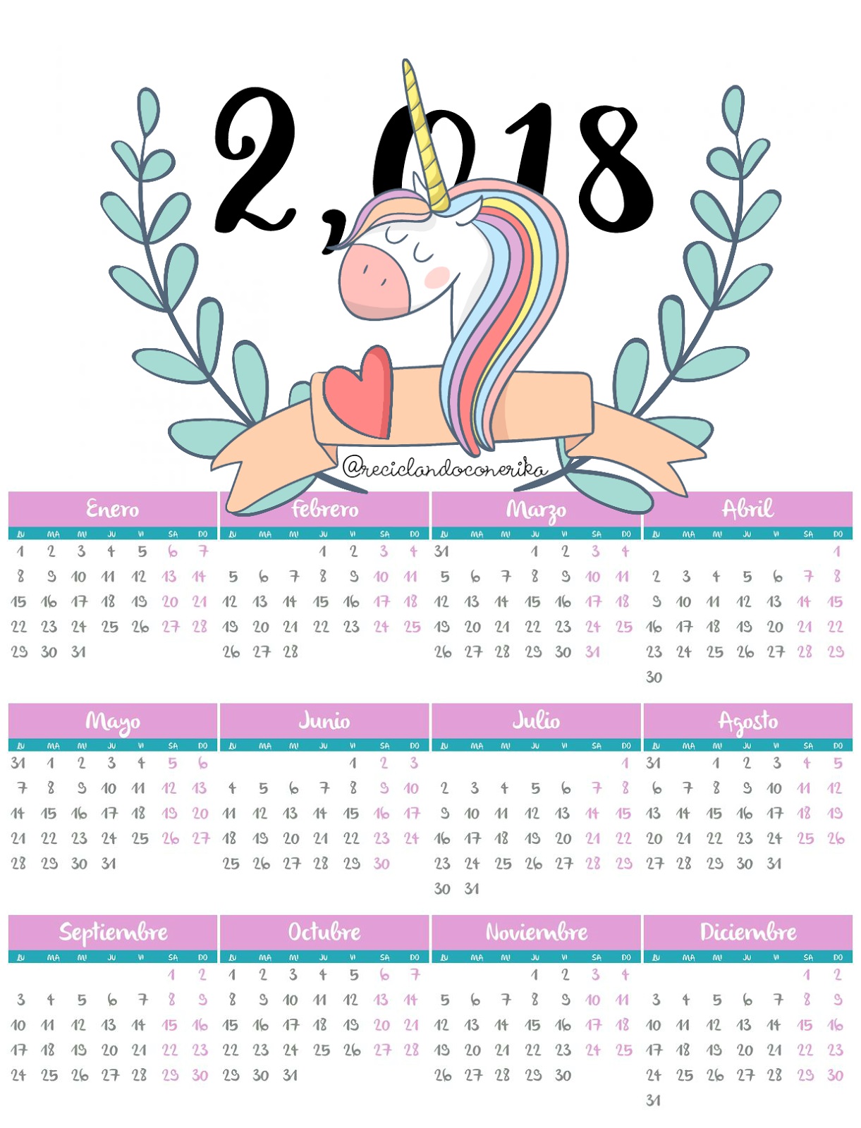 calendario niños