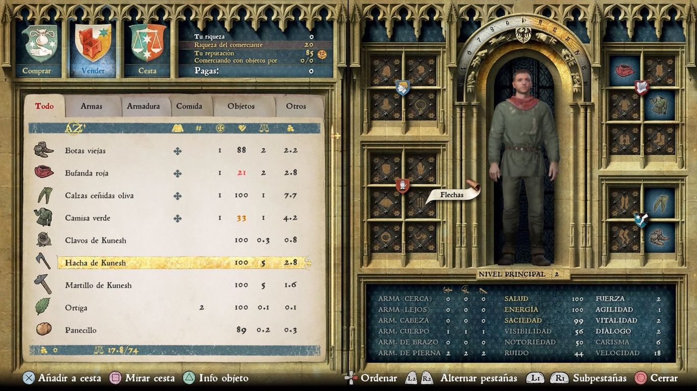 Kingdom Come: Deliverance, un juego de rol medieval para PS4 4 Kingdom Come: Deliverance hoja personaje