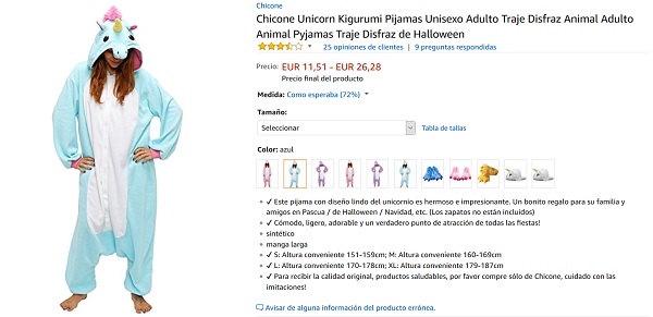 disfraz unicornio amazon