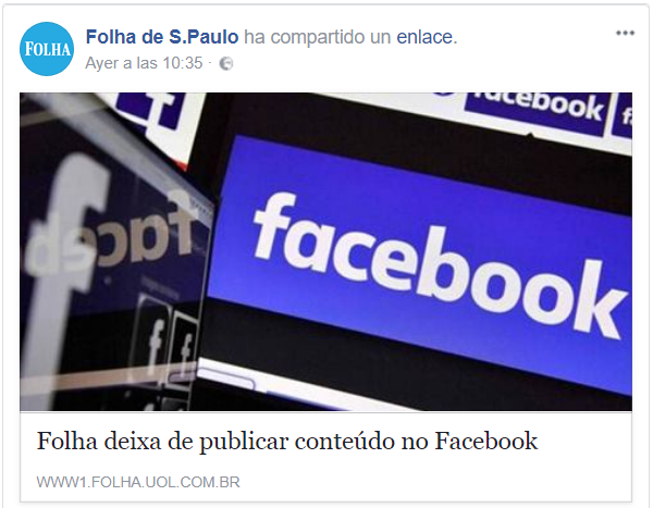 Folha de S.Paulo deja de publicar en Facebook
