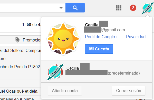 gmail cuenta predeterminada