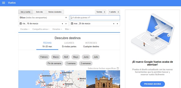 Probamos el nuevo diseño de Google Vuelos o Google Flights
