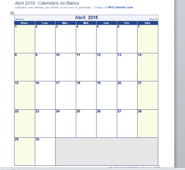 calendario word